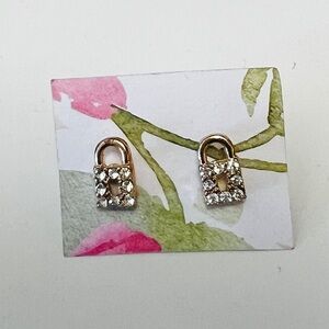 Gold Tone Lock Earrings